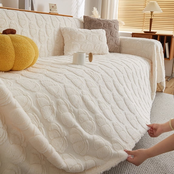 CJC Couch Cover for Pets, Sofa Slipcover for 2 Cushion Couch Sectional L Shape Sofa Cover, Dog & Kids Protective Throw Cover (Beige, 71" x 118")