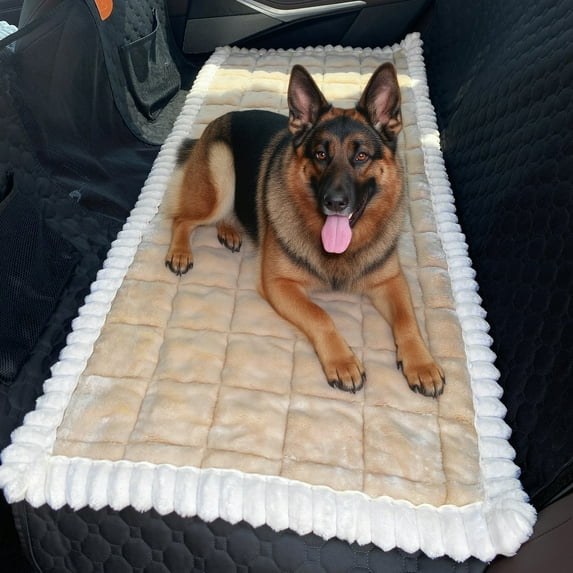 CJC Dog Car Seat Cover for Back Seat, Soft Backseat Pet Bed Mat for Car, Car Seat Protector, Nonslip Soft Durable for Cars Trucks and SUVs (Light Brown, 63x138cm)