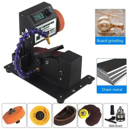 CJC Electric Abrasive Belt Machine DIY Dry Wet Grinding Sharpener Polishing Tool, Digital Display, Speed Regulation