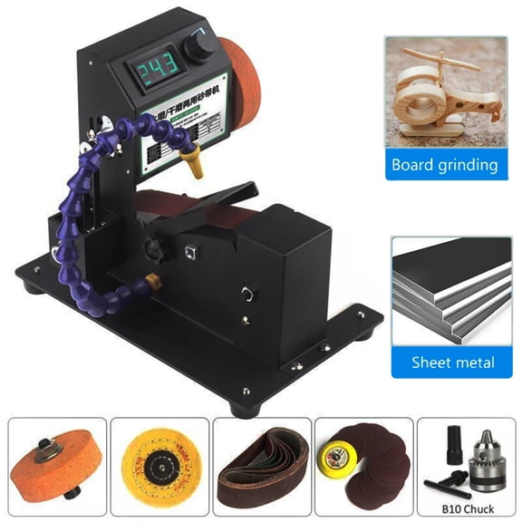 CJC Electric Abrasive Belt Machine DIY Dry Wet Grinding Sharpener Polishing Tool, Digital Display, Speed Regulation