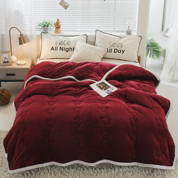 CJC Flannel Blanket Three-layer Weighted Bed Blanket for Adult Cozy Plush Flannel Sofa Blanket Soft Throw Blanket for Couch 70 * 80 in/80 * 90 in