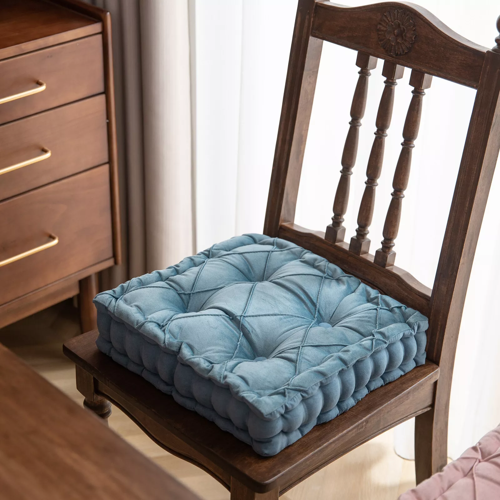CJC Floor Pillow Large Square Chair Cushions Sitting for Adults Meditation or Yoga Lustrous Chenille Tufted Chair Pads for Bench Dining office Chair Walmart