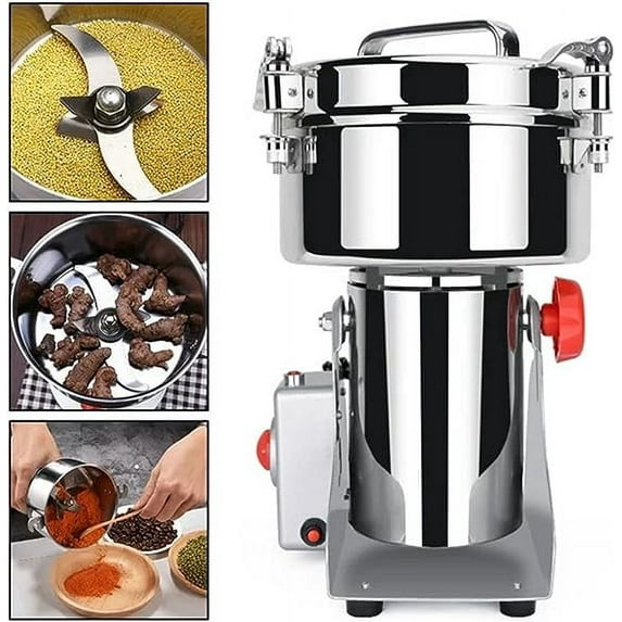 CJC Grain Mill Grinder Commercial Spice Grinder Stainless Steel Electric Pulverizer Dry Grinder Grinding Machine (2500g, 110V)