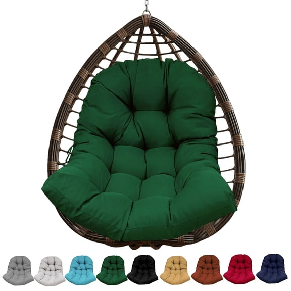 CJC Hammock Swing Chair Cushion, Hanging Egg Chair Cushion, Soft Polyester Fiber Hammock Swing Basket Pad for Indoor/Outdoor Garden Office Use (Green)