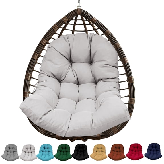 CJC Hammock Swing Chair Cushion, Hanging Egg Chair Cushion, Soft Polyester Fiber Hammock Swing Basket Pad for Indoor/Outdoor Garden Office Use (Light Gray)