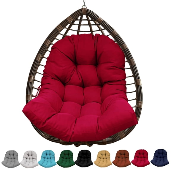 CJC Hammock Swing Chair Cushion, Hanging Egg Chair Cushion, Soft Polyester Fiber Hammock Swing Basket Pad for Indoor/Outdoor Garden Office Use (Red)