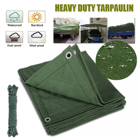 CJC Heavy Duty Canvas Tarp with Rustproof Grommets, Multipurpose Tarpaulin Cover for Canopy Tent, Roof, Camping, Finished Size 6.2' x 6.6'