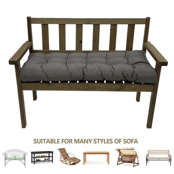CJC Indoor/Outdoor Garden Bench Cushion 59" x 19.6", Soft Patio Bench Pad for Rocking Chair, Wicker Loveseat & Settee (Grey)
