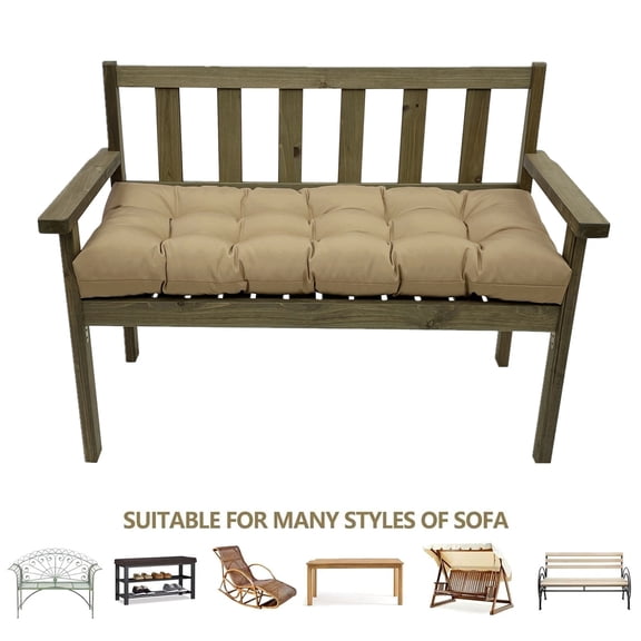 CJC Indoor/Outdoor Garden Bench Cushion 59" x 19.6", Soft Patio Bench Pad for Rocking Chair, Wicker Loveseat & Settee (Khaki)