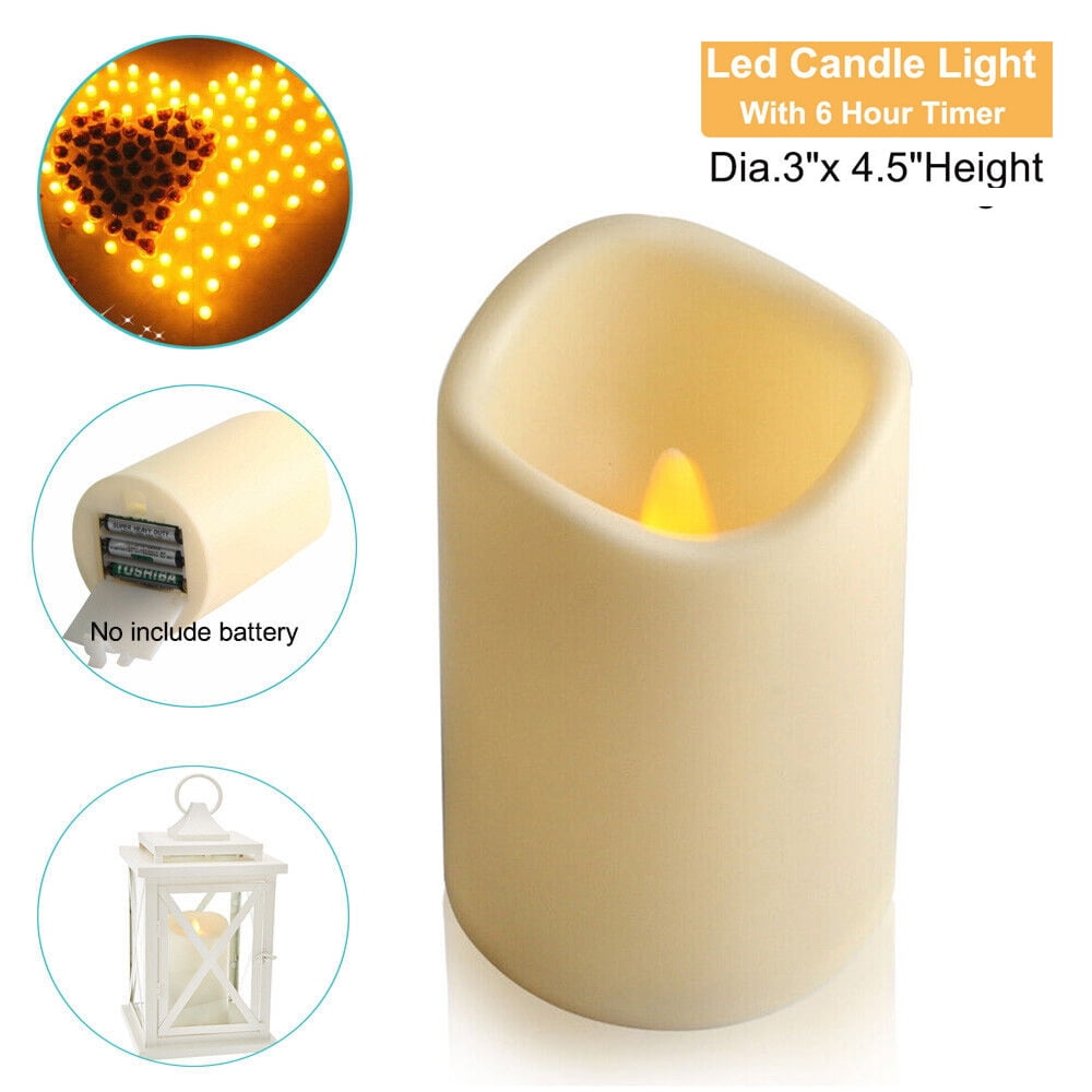 CJC LED Flameless Pillar Candle, Ivory Color No Scent with 6 Hours