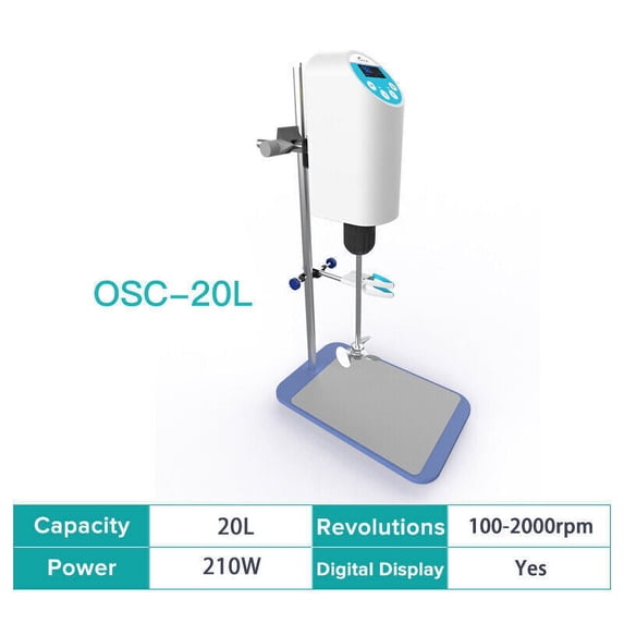 CJC Laboratory Electric Stirrer Adjustable Digital Overhead Mixer LED Display, (20L,100-2000RPM)