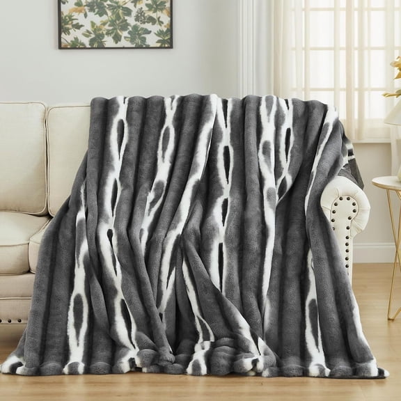 CJC Luxury 1000GSM Faux Fur Throw Blanket Super Heavy Warm Cozy Blankets for Couch Bed Sofa Plush Elegant Soft Reversible Blanket for Living Room Bedroom