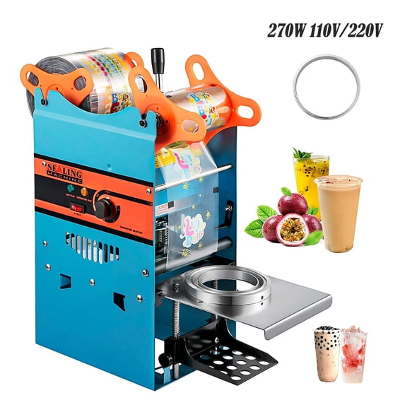CJC Manual Tea Cup Sealer Machine, 300-500 Cup/h Boba Tea Sealer Machine, 90/95mm Diameter Cup Sealing Machine with Heating Technology for Bubble Milk Tea Coffee Smoothies
