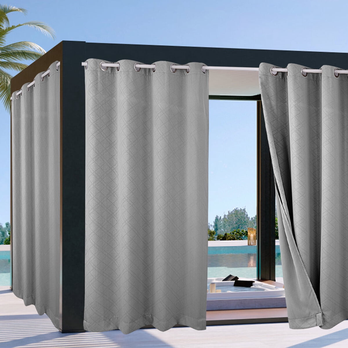 CJC Outdoor Curtains Waterproof Windproof Garden Gazebo Patio Curtains ...