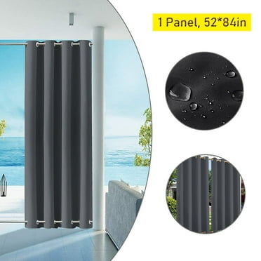 CJC Outdoor Patio Curtains Waterproof Windproof, Top and Bottom Grommet Privacy Blackout Thermal Insulated Curtains for Garden Patio Door Gazebo Pergola Porch, 1 Panel, 52"x 84"