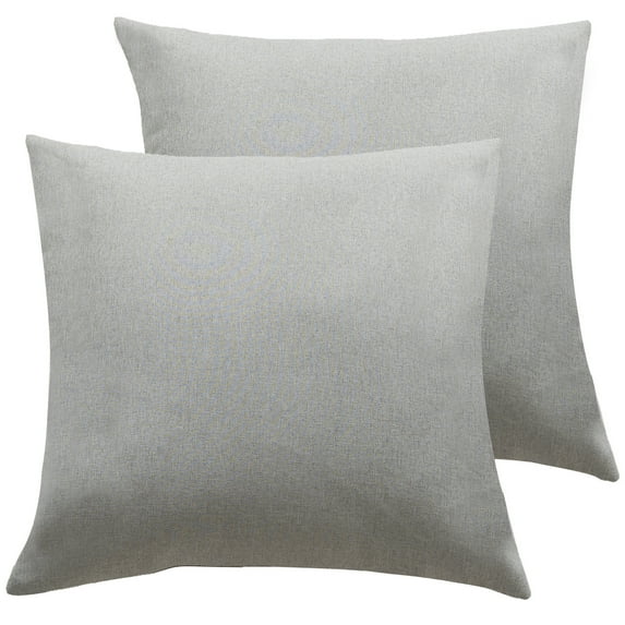 CJC Outdoor Throw Pillow Covers Waterproof 2 Pack Square Cushion Cases for Patio, Couch, Tent, Garden, Beach and Sofa, 18" x 18", Gray