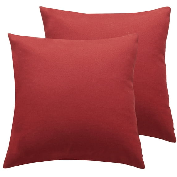 CJC Outdoor Throw Pillow Covers Waterproof 2 Pack Square Cushion Cases for Patio, Couch, Tent, Garden, Beach and Sofa, 18" x 18", Red