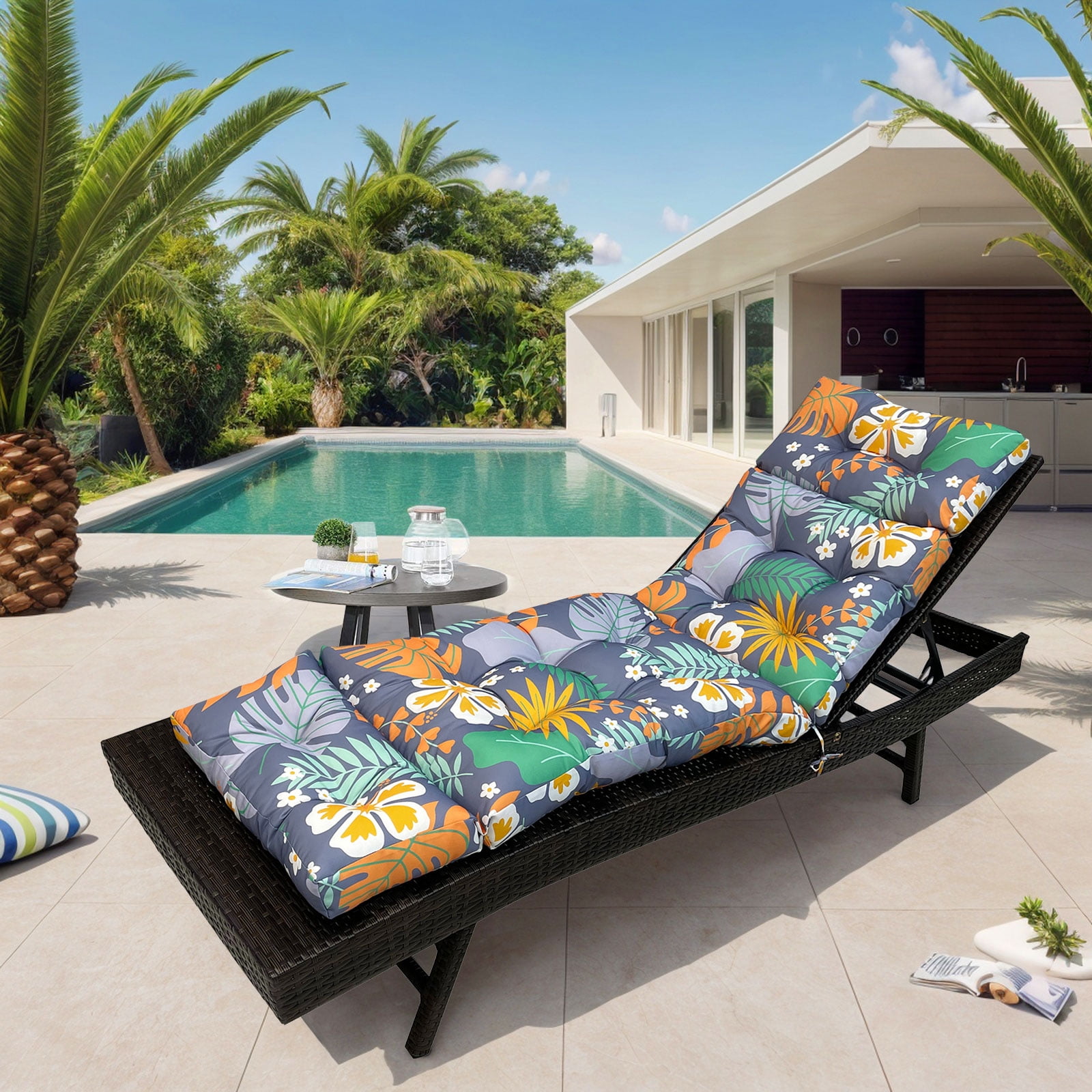 CJC Outdoor Waterproof Chaise Lounge Chair Cushion 71 x 20 x 4 ...