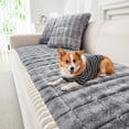 thumbnail image 1 of CJC Plush Couch Sofa Cover for Pet Dogs Washable Non-Slip Couch Covers for 3 Cushion Sofa Pet Friendly (Dark Gray, 27.6" x 59"/70 x 150cm), 1 of 12