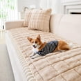 thumbnail image 1 of CJC Plush Couch Sofa Cover for Pet Dogs Washable Non-Slip Couch Covers for 3 Cushion Sofa Pet Friendly (Light Brown, 27.6" x 70.9"/70 x 180cm), 1 of 12