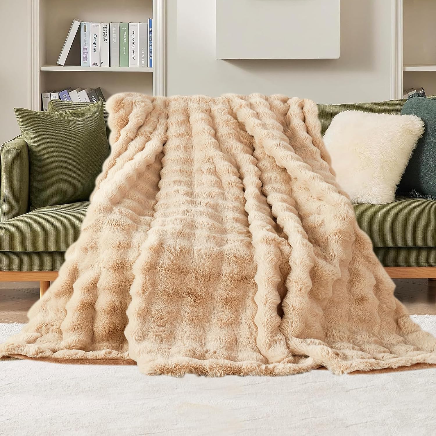 CJC Plush Fleece Blankets Soft Warm Throws for Sofa Large Fluffy Versatile Blanket Bed Throw for Bedroom Couch Travel Camping