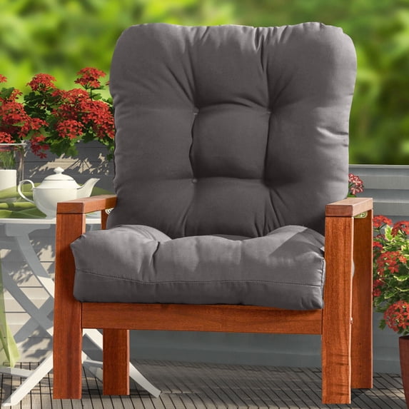 CJC Polyester Dark Gray Ties Outdoor Seating Cushions, Waterproof