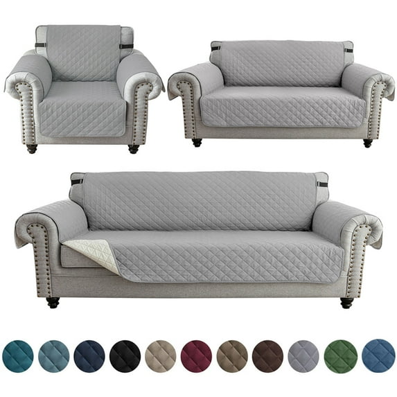 CJC Reversible Polyester Sofa Slipcover, Light Gray