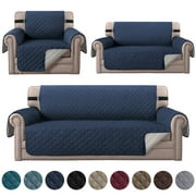 CJC Reversible Waterproof Non-Slip Polyester Sofa Slipcover, Navy Blue