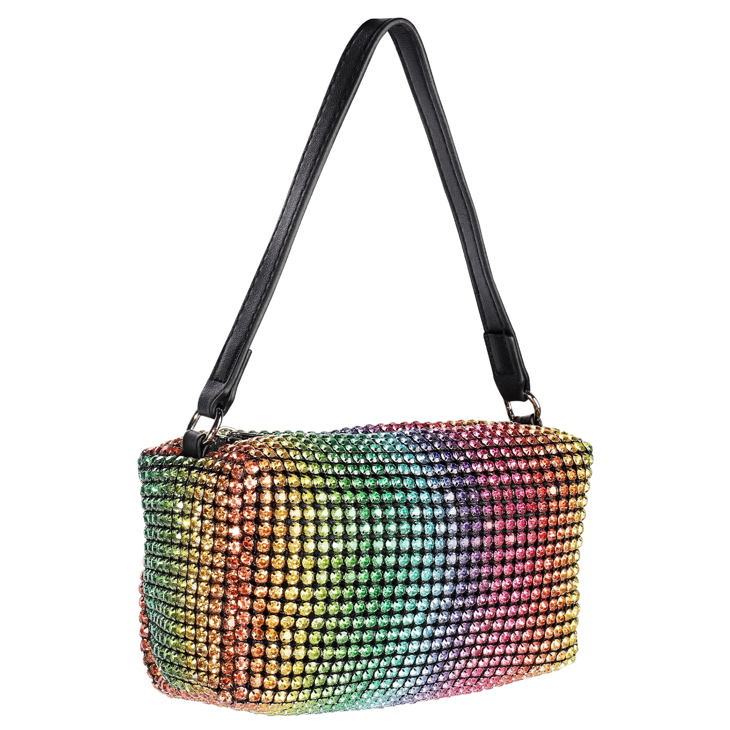 CJC Rhinestone Crossbody Bags for Women Bling Crystal Purse Glitter Chain Handbag Sparkly Evening Clutch Bag for Party Prom Wedding Rainbow