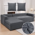 thumbnail image 1 of CJC Sectional Couch Covers Stretch L Shape Sofa Covers with Elastic Bottom, 2pcs Sofa Slipcovers for 3 + 4 Seater Sectional Chaise Slipcover (Gray), 1 of 9