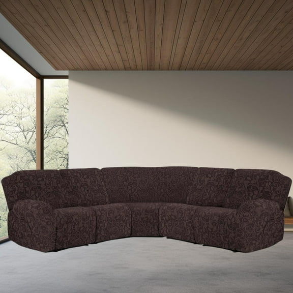 CJC Sectional Sofa Covers 5-Pieces Oversized Recliner Couch Covers Washable Soft Sectional Corner Couch Covers for Kids, Dogs