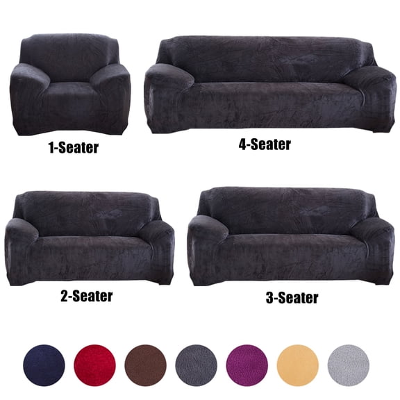 CJC Sofa Cover Plush Stretch 1 2 3 4 Seater Sofa Slipcover Chair Loveseat Couch Cover Furniture Protector Cover with 1 Pillowcase (3 Seater, Dark Gray)
