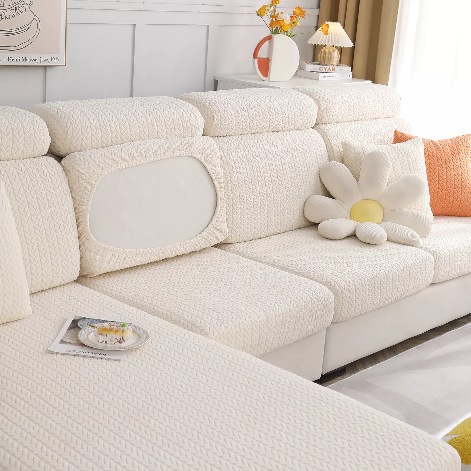 CJC Sofa Covers Universal Stretch Sofa Slipcovers Couch Seat Cover L ...