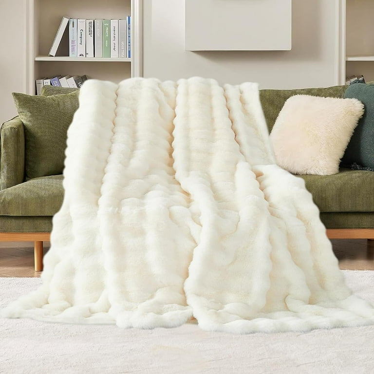 CJC Soft Warm Rabbit Plush Fleece Blankets Thick 1000 GSM Throws for Sofa Large Fluffy Versatile Blanket Bed Throw for Bedroom Couch Travel Kids