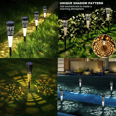 CJC Solar Pathway Lights - Bright LED Lights Outdoor Waterproof - Sun Powered Landscape Lighting - 4 Pack, Warm White