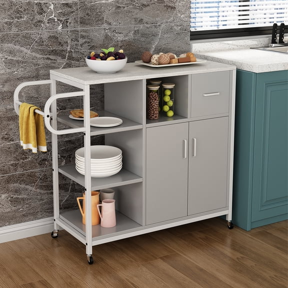 CJC Storage Cabinet on Wheels, Utility Storage Locker Cabinet for Home, Kitchen, Laundry Room, Bedroom, Gray