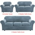 thumbnail image 1 of CJC Stretch Fabric Velvet Plush Sofa Armchair Slipcover, Gray Blue, 1 of 11