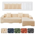 thumbnail image 1 of CJC Stretch Sectional Couch Covers - 2 pcs Spandex Sofa Covers with Elastic Bottom for L Shape Corner Sofa Furniture Protector (Beige, 3 Seat + 3 Seat), 1 of 10
