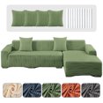 thumbnail image 1 of CJC Stretch Sectional Couch Covers - 2 pcs Spandex Sofa Covers with Elastic Bottom for L Shape Corner Sofa Furniture Protector (Green, 3 Seat + 4 Seat), 1 of 9