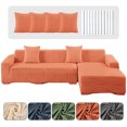thumbnail image 1 of CJC Stretch Sectional Couch Covers - 2 pcs Spandex Sofa Covers with Elastic Bottom for L Shape Corner Sofa Furniture Protector (Orange, 3 Seat + 4 Seat), 1 of 9