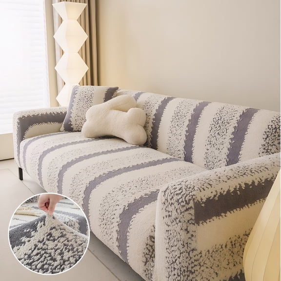 CJC Stretch Sofa Cover Thick Non Slip Couch Sofa Slipcover Furniture Protector with 1 Pillowcase for Kids Dogs Cats Pets (1-Seater, Gray)