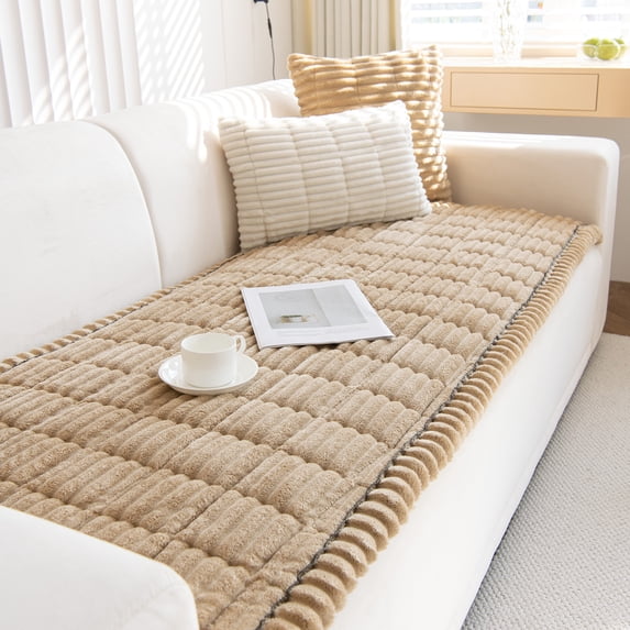 CJC Thickening Fuzzy Couch Cover for Dogs Washable, Non Slip Sofa Cover Protector, Pet Sofa Mat (90x180cm, Light Brown)