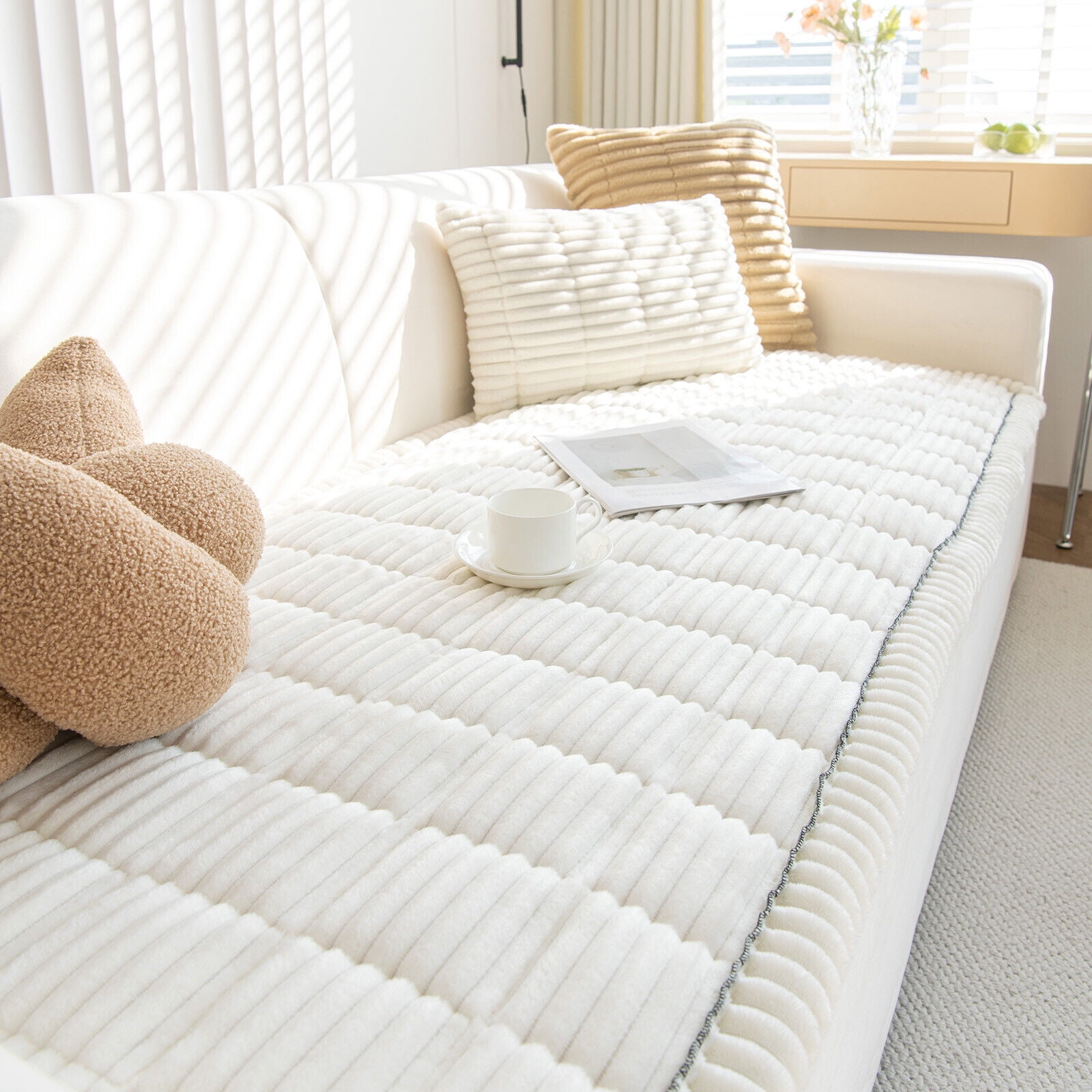 CJC Thickening Fuzzy Couch Pad Couch Protector for Dogs Garden Chic Cotton Protective Couch Covers Pet Mat Bed Sofa Cover