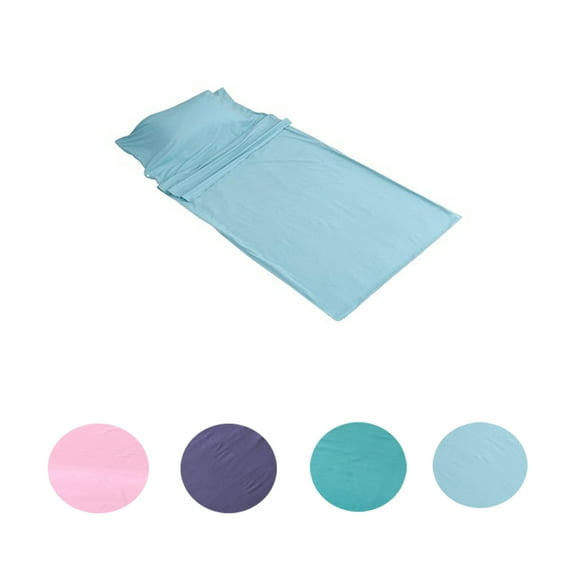 CJC Travel Sleeping Bag Liner Adults Camping Folding Sheets & Sheets for Backpacking Hostels, Silk Sleep Pocket, Light Blue, 45*82in)