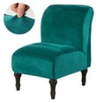 thumbnail image 1 of CJC Velvet Accent Chair Cover, Stretch Armless Chair Cover Slipper Chair Slipcover Furniture Protector with Elastic Bottom (Emerald Green), 1 of 7