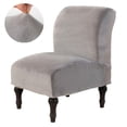 thumbnail image 1 of CJC Velvet Accent Chair Cover, Stretch Armless Chair Cover Slipper Chair Slipcover Furniture Protector with Elastic Bottom (Gray), 1 of 7