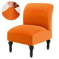 thumbnail image 1 of CJC Velvet Accent Chair Cover, Stretch Armless Chair Cover Slipper Chair Slipcover Furniture Protector with Elastic Bottom (Orange), 1 of 8