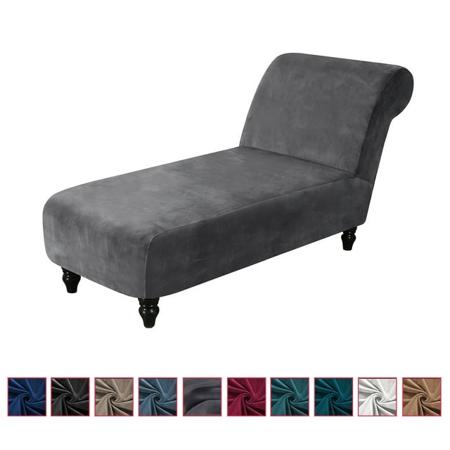 CJC Velvet Armless Lounge Chaise Slipcover Stretch Chaise Couch Cover Lounge Chair Sofa Slipcover Pet Furniture Cover