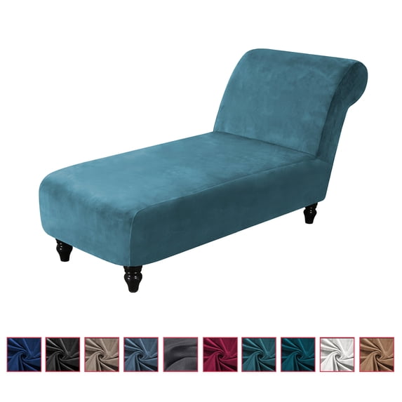 CJC Velvet Armless Lounge Chaise Slipcover Stretch Chaise Couch Cover Lounge Chair Sofa Slipcover Pet Furniture Cover