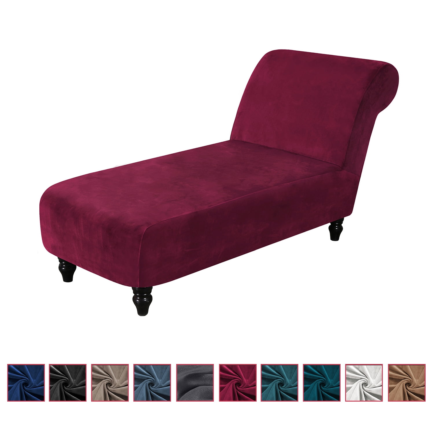 CJC Velvet Armless Lounge Chaise Slipcover Stretch Chaise Couch Cover